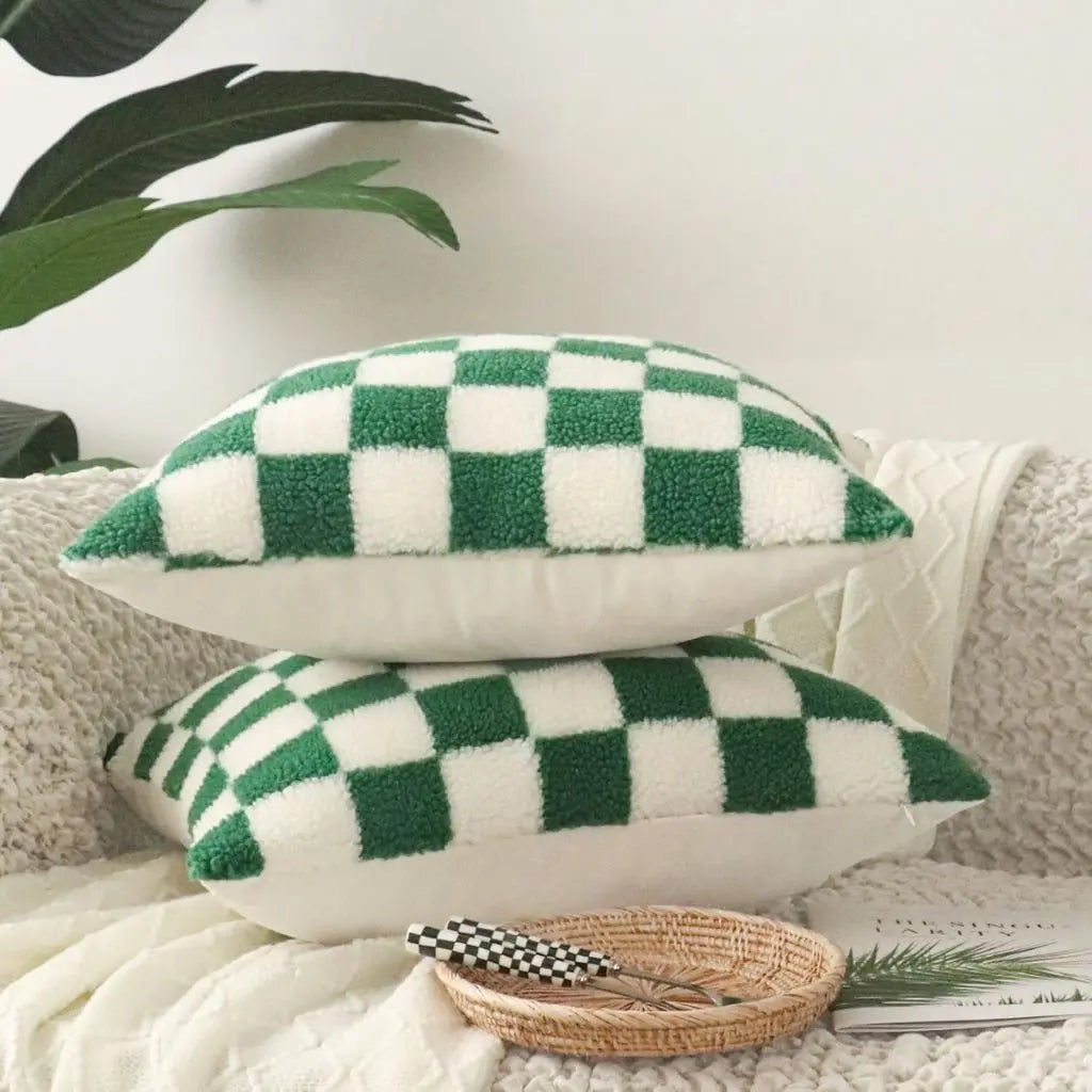 decorative throw pillow with checkerboard design perfect for modern home accent decor