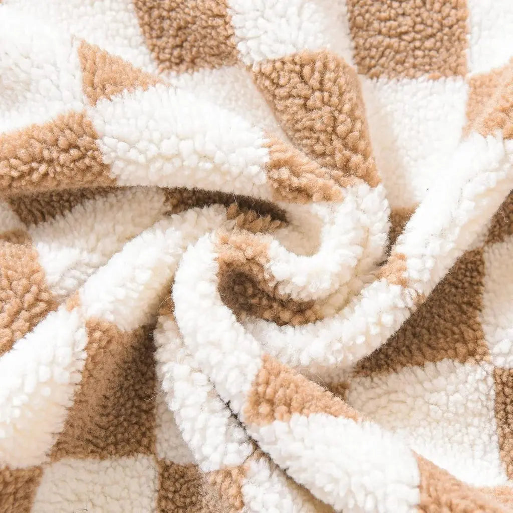 Decorative checkerboard pillow covers creating cozy home decor accent for interior styling