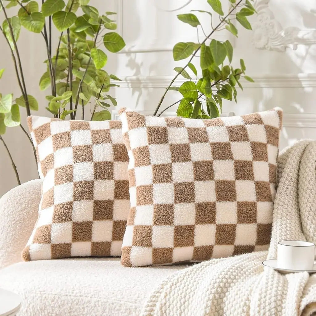 Soft textured beige pillow cover surface with plush fabric feel for ultimate comfort and texture