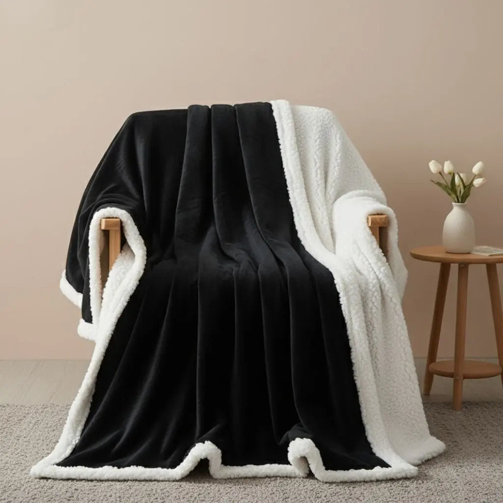 Crystal cashmere throw blanket with double layer construction for comfortable napping