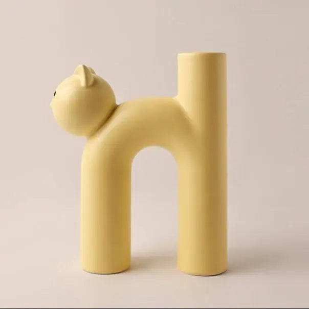 Clem Marble Cat Shaped Ceramic Flower Vase Inovessa