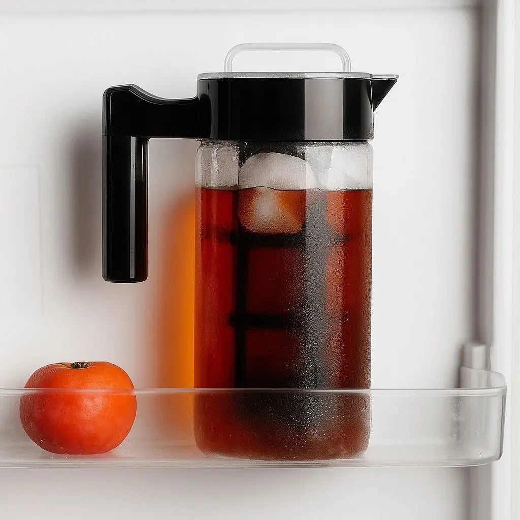 Clear glass cold brew maker with modern design ideal for coffee enthusiasts and home brewing