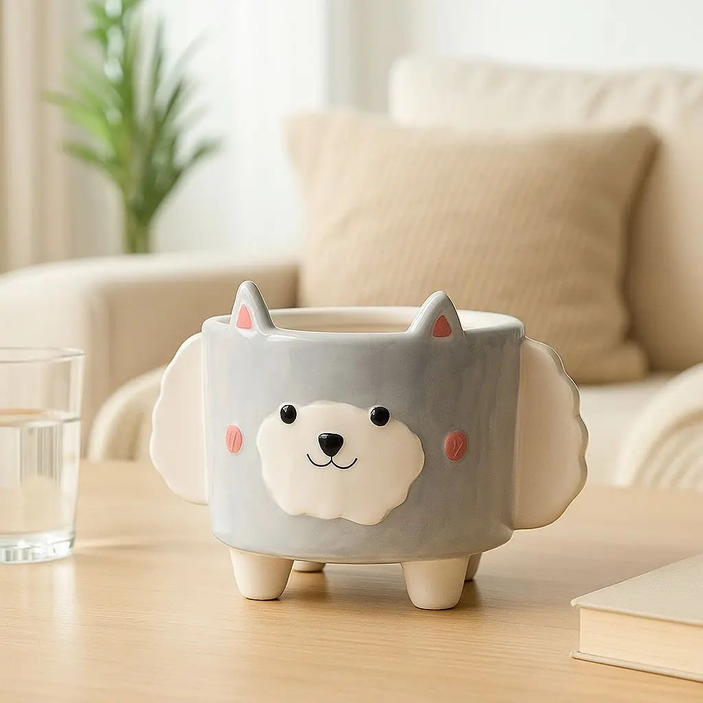 Corgi & Lamb Cartoon Ceramic Plant Pot Inovessa