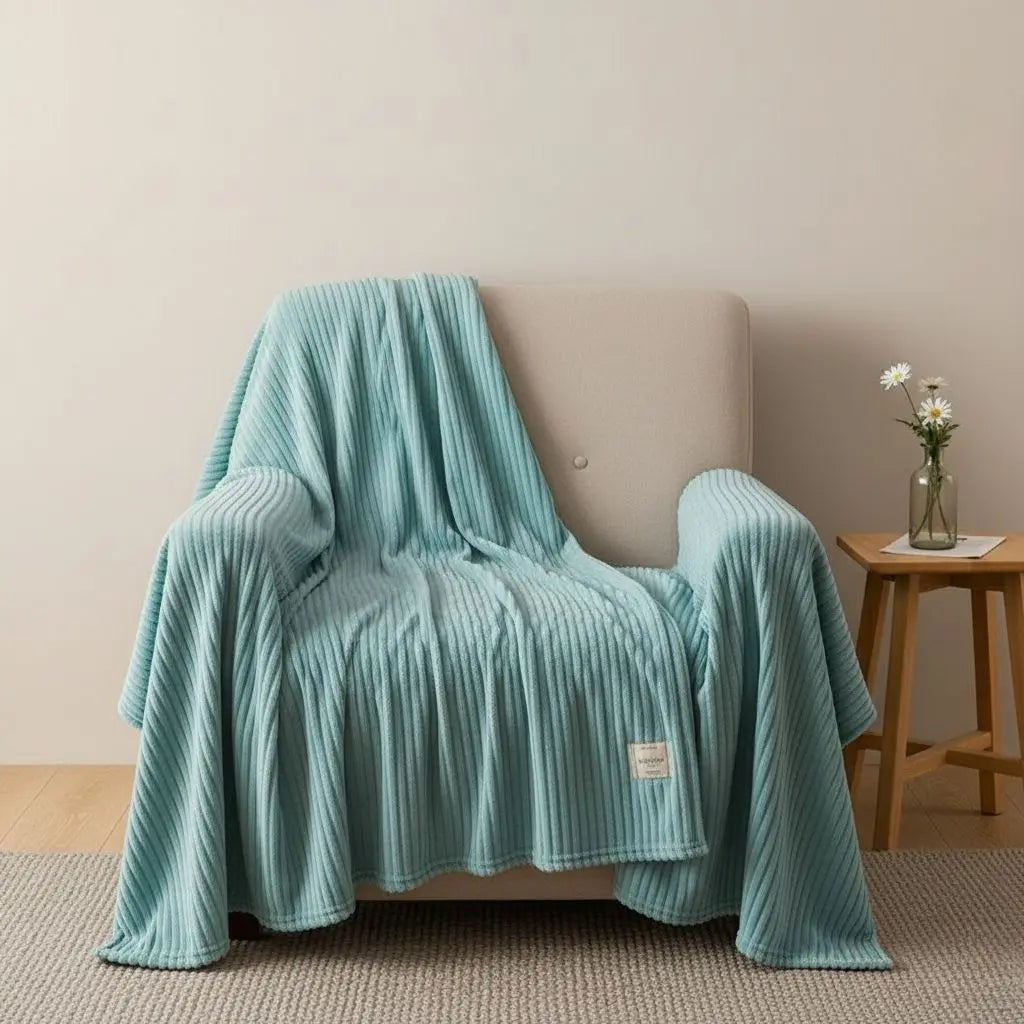 Minimalist fleece throw blanket with plain design perfect for bedroom and living room décor