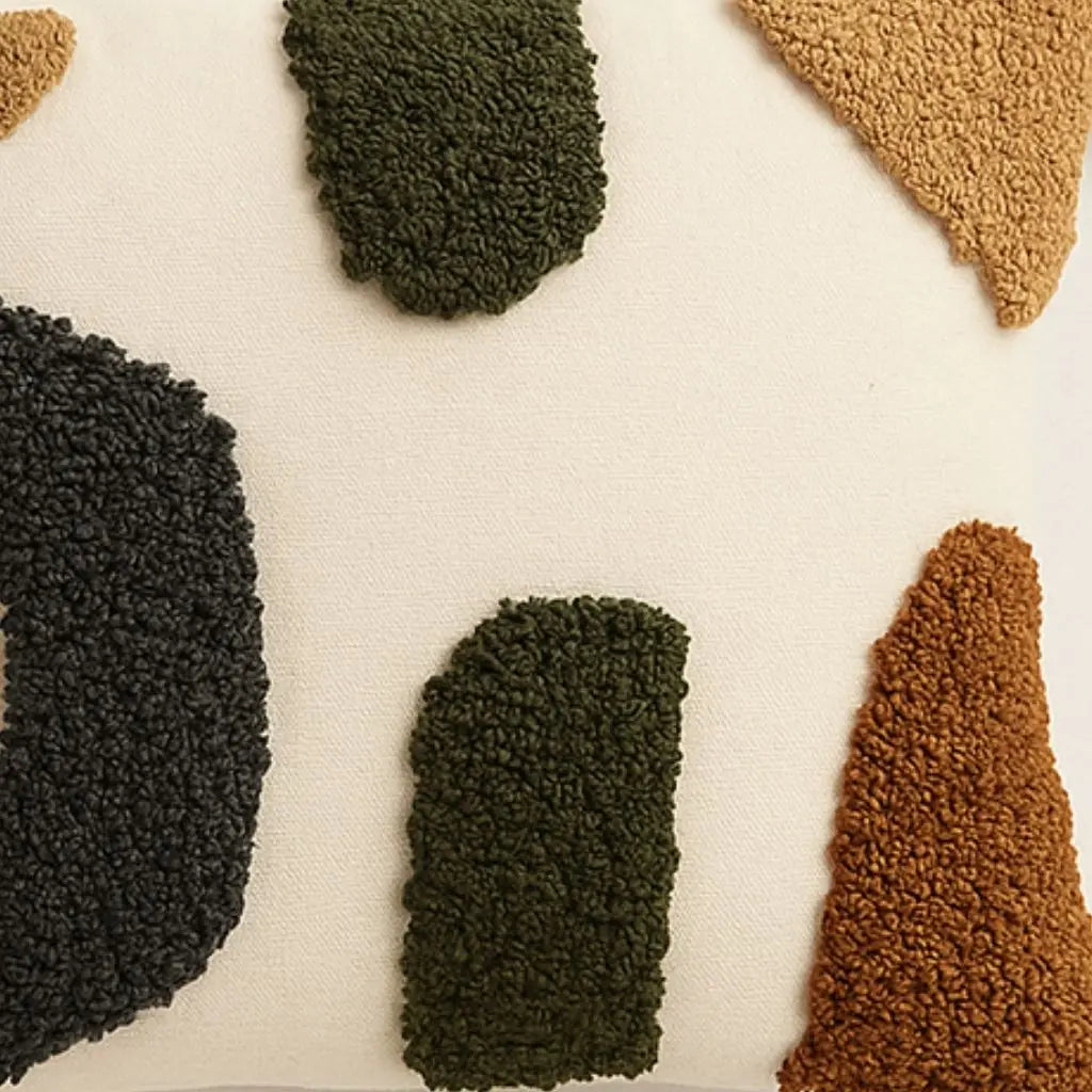 Cotton tufted pillowcase 45x45cm with hidden zipper, textured square cushion cover for sofa and bed