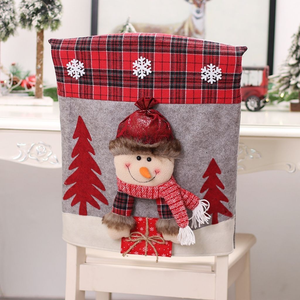 Cartoon snowman chair decoration with white soft cloth construction