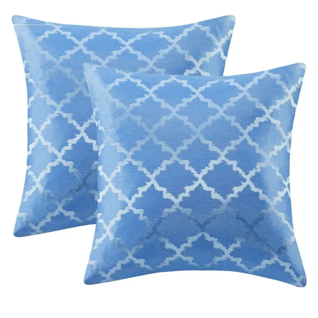 Close-up view of geometric pattern on soft polyester pillow covers showing refined textile finish