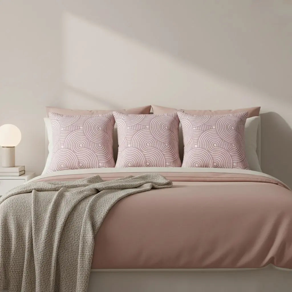 Geometric spiral embroidery on cotton throw pillow cover for sofa decoration