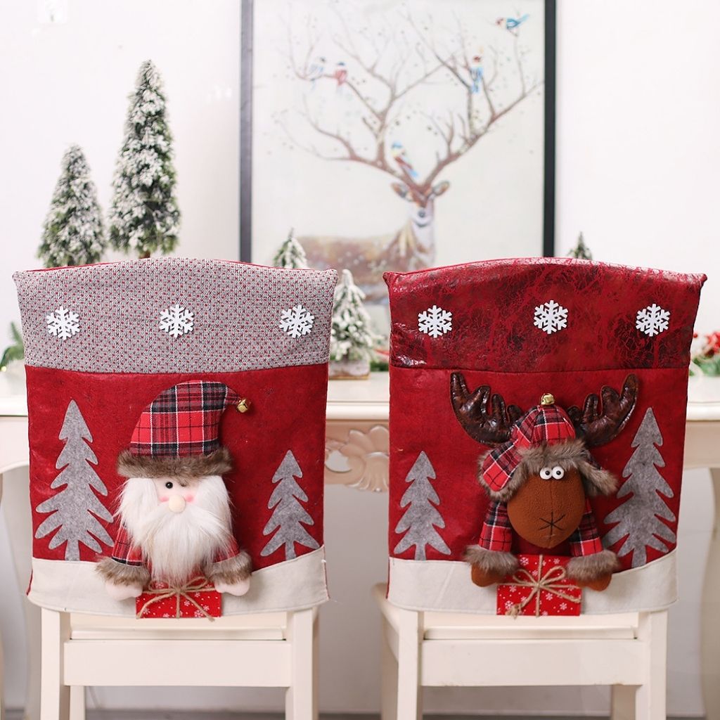 Red 3D Santa cover on standard dining chair for Christmas parties