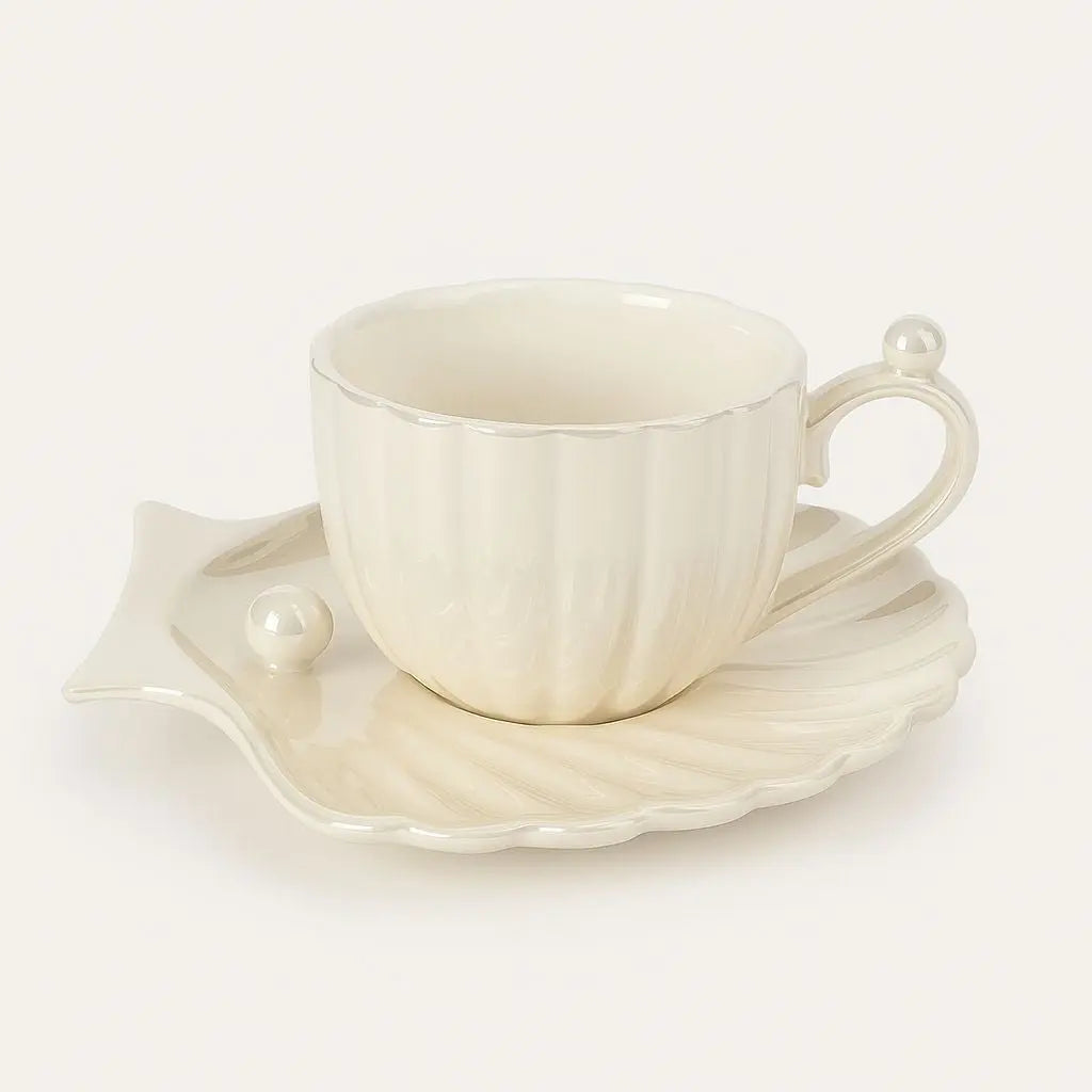 Elegant bone china tea service with pearl finish, ideal for sophisticated home entertaining and dining