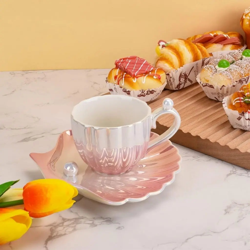 Complete bone china tea set with lustrous pearl finish, premium teaware for special occasions