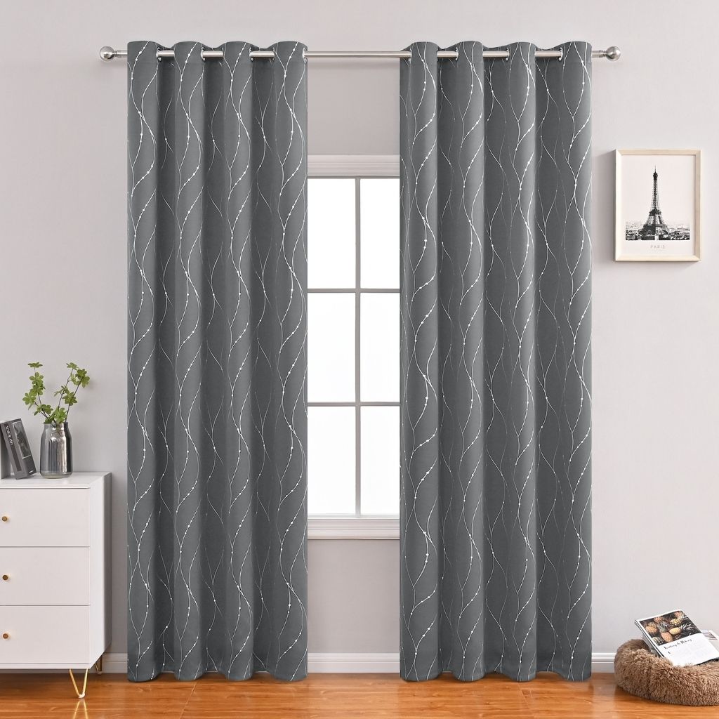Nordic-inspired blackout panels featuring minimalist wave design, perfect for contemporary living spaces