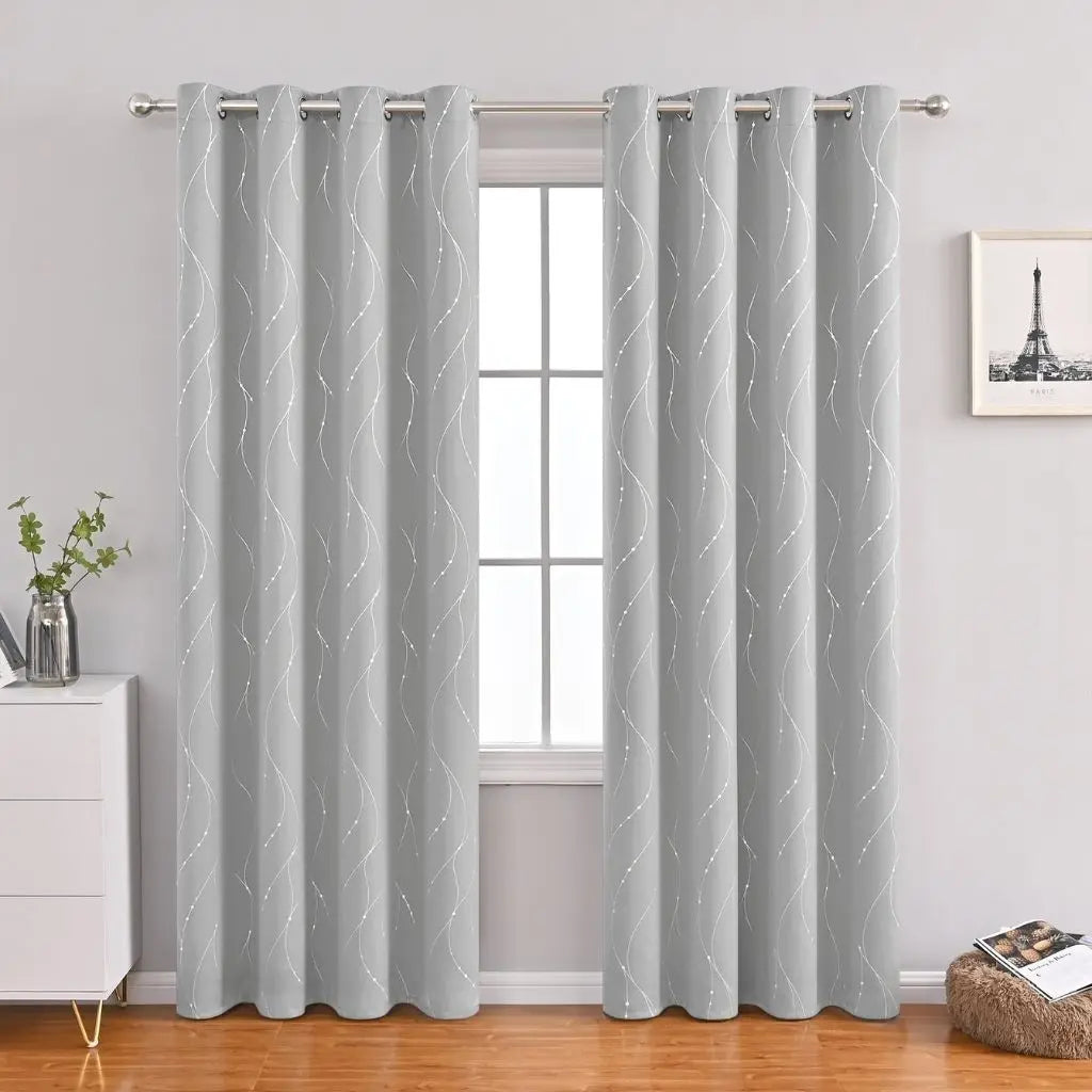 Modern blackout curtains showcasing subtle wave design, ideal for creating cozy atmospheres in any room