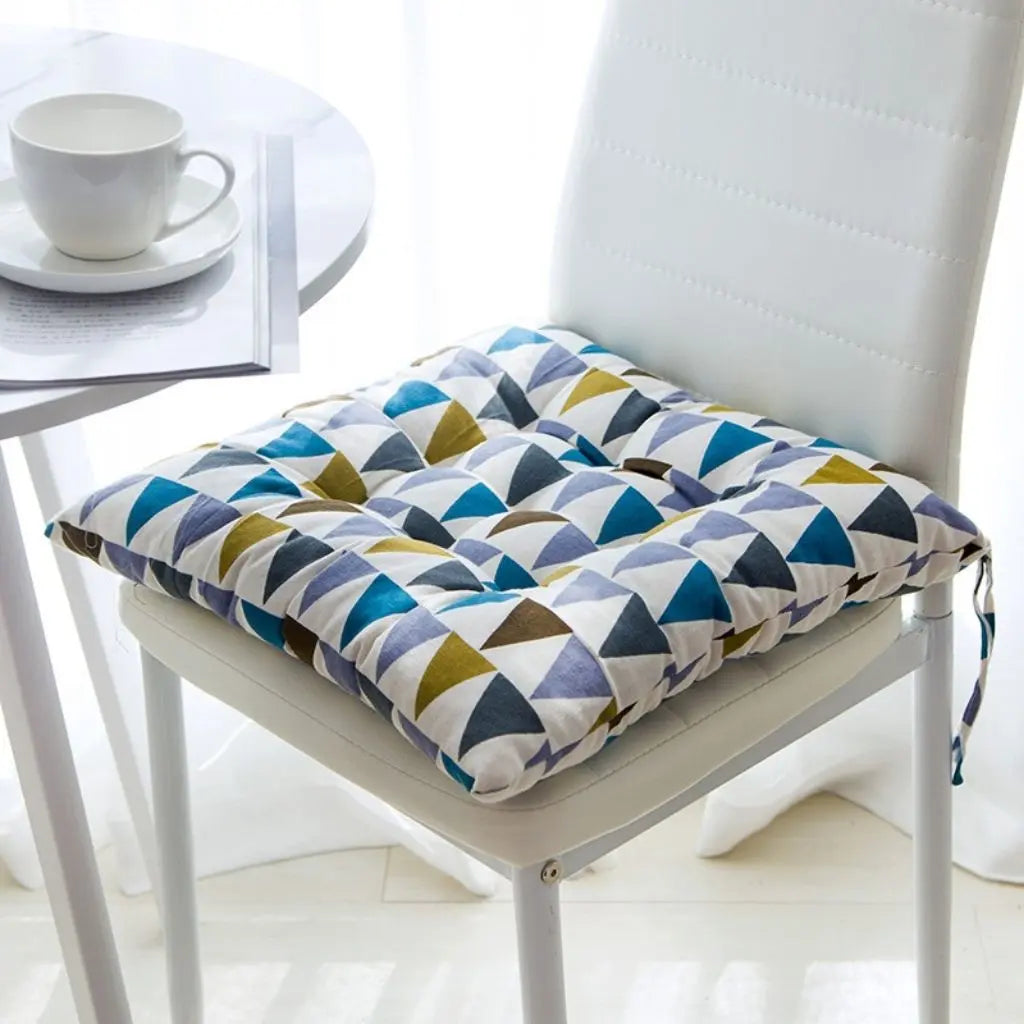 Soft cotton chair cushion pad enhancing dining room comfort with breathable linen blend material
