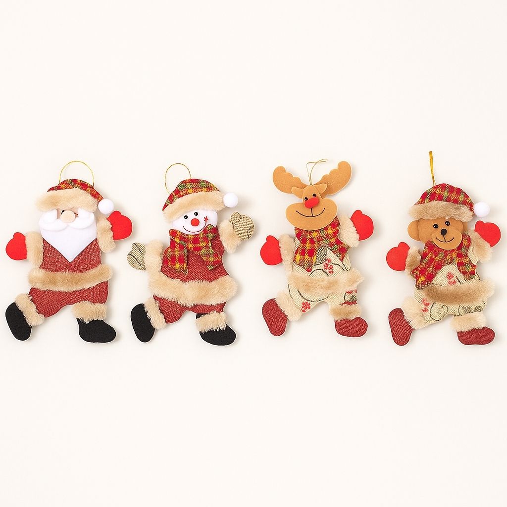 Soft cloth Christmas tree ornament with character design on white background