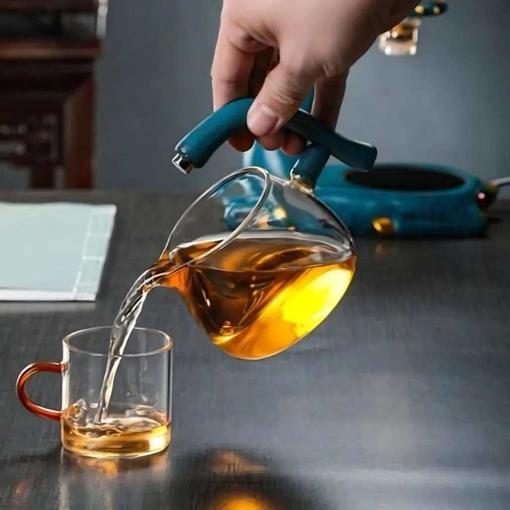 Modern deer shaped teapot clear borosilicate glass heat resistant with brewing infuser 300ml