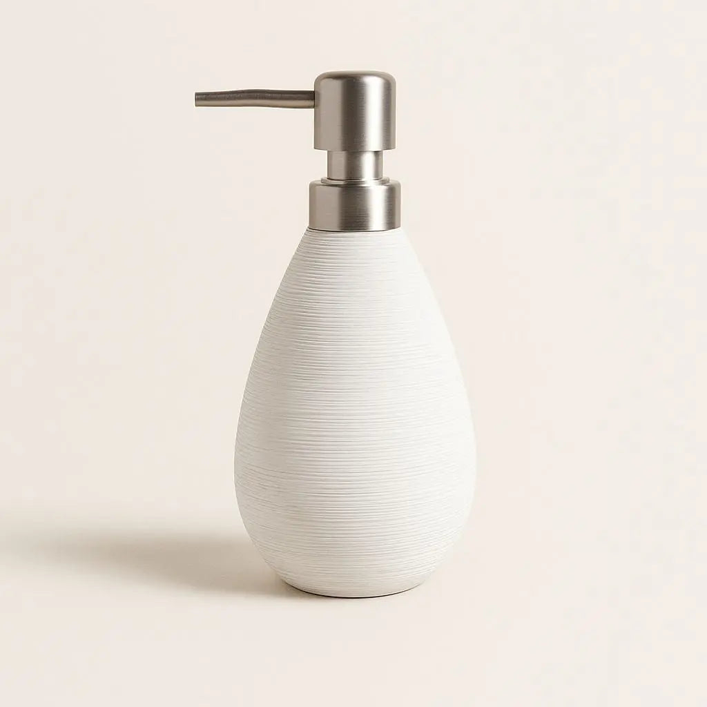 Ceramic lotion bottle with Japanese retro styling and eco-friendly brushed ceramic construction