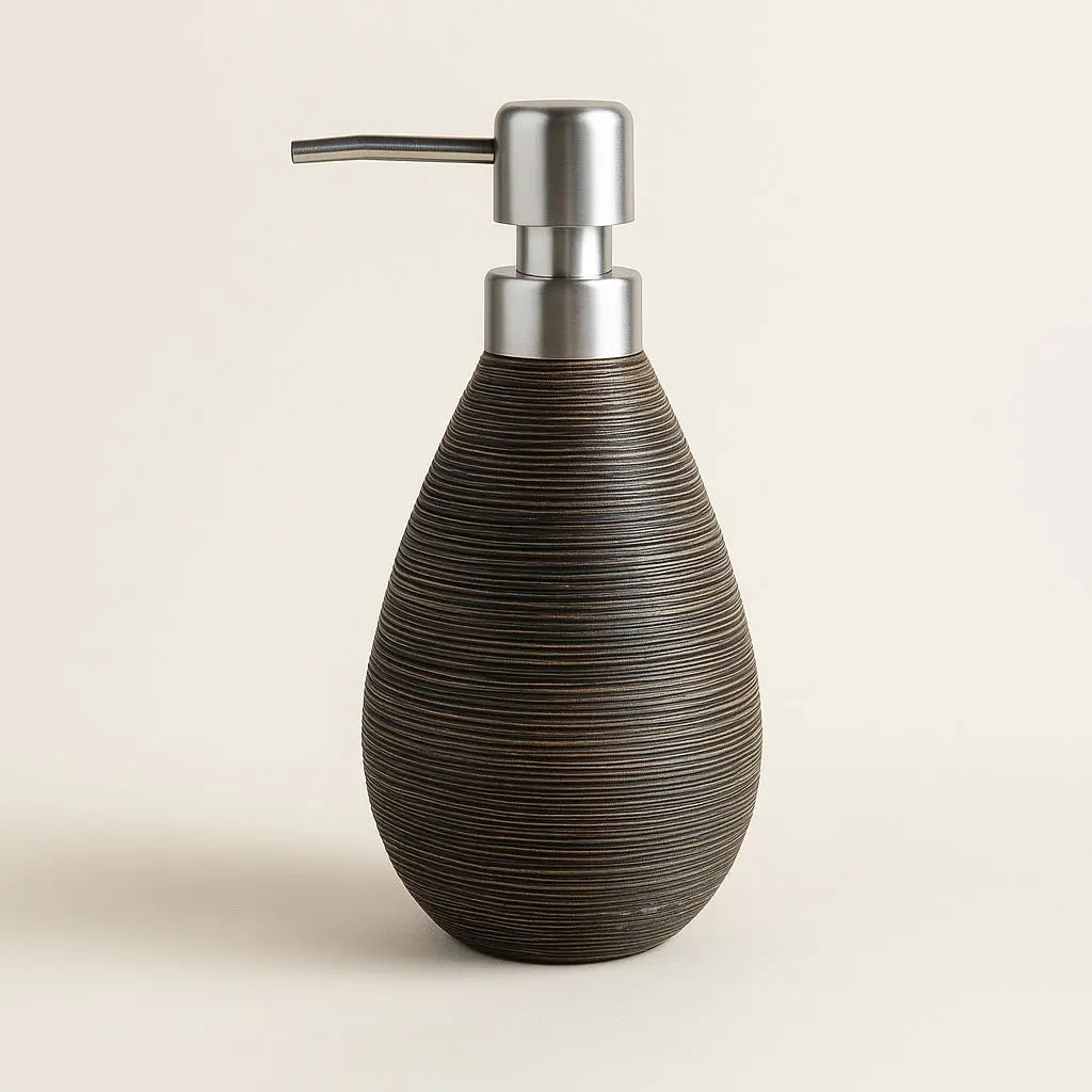 Ceramic lotion dispenser with Japanese retro design and brushed finish for modern bathroom decor