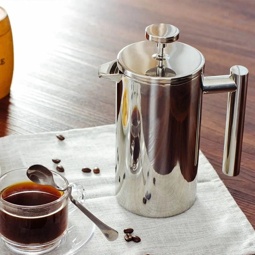 French press coffee maker available in 350ml, 800ml, and 1000ml sizes with stainless steel construction