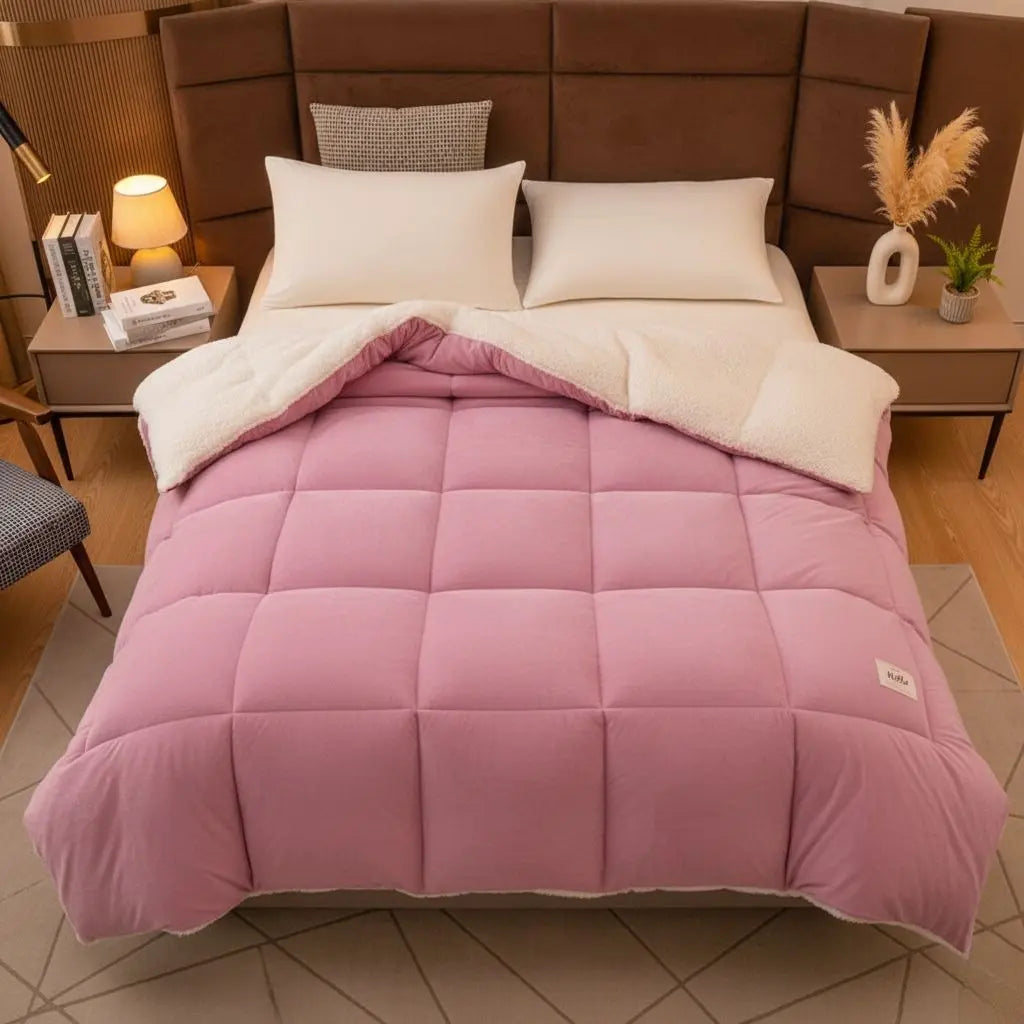 Velvet duvet with quilted construction and antibacterial fill for comfortable sleep