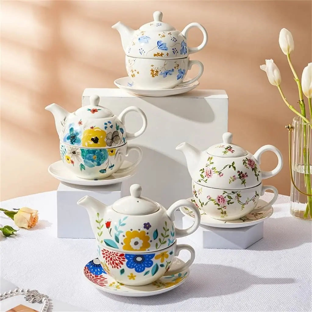 Elora Ceramic Floral Tea-for-One Set Inovessa