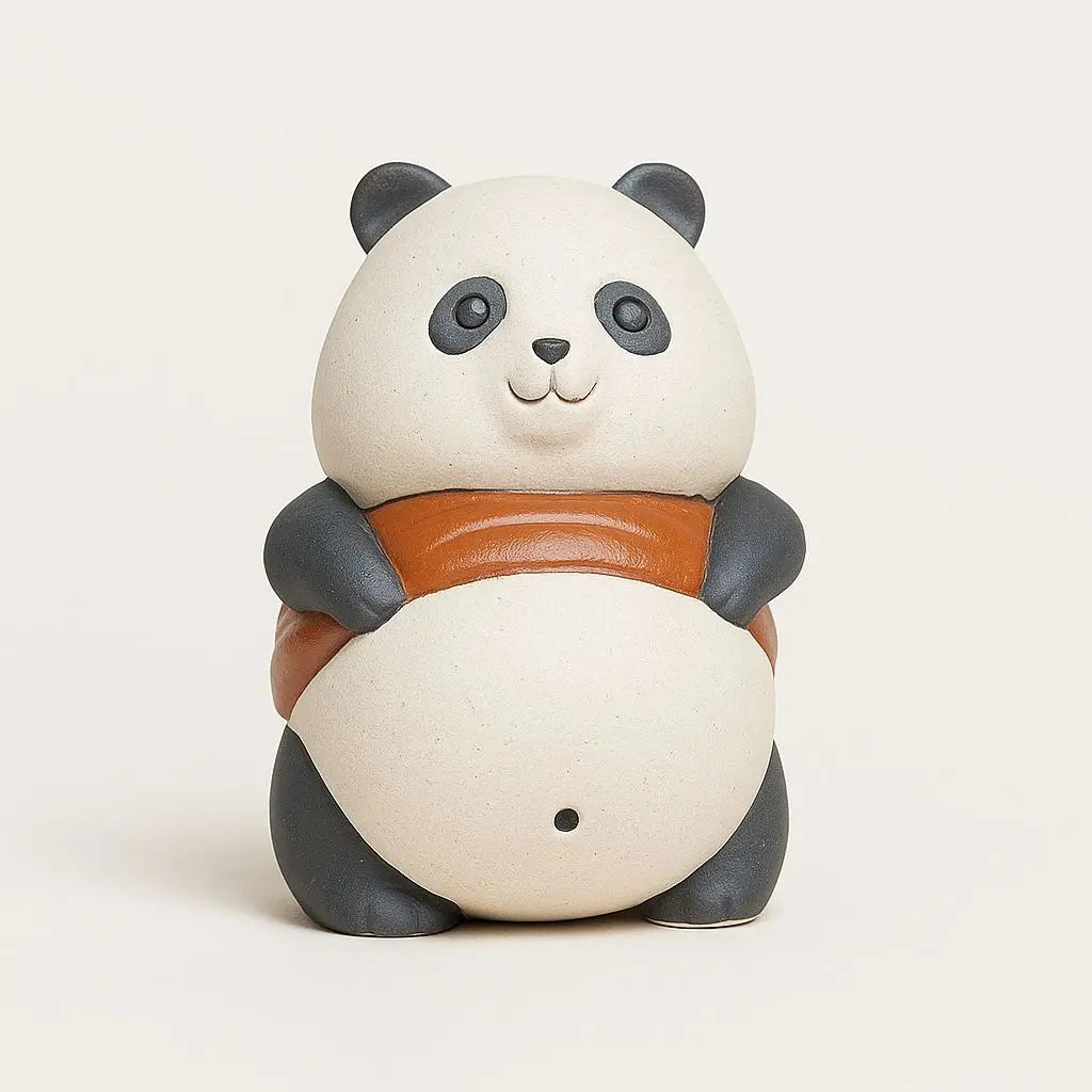 Handcrafted panda tea pet purple sand clay ornament for kung fu tea ceremony rituals and meditation