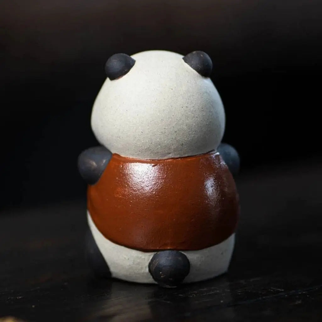 Purple clay panda tea pet handmade figurine absorbs tea essence becomes more beautiful with age