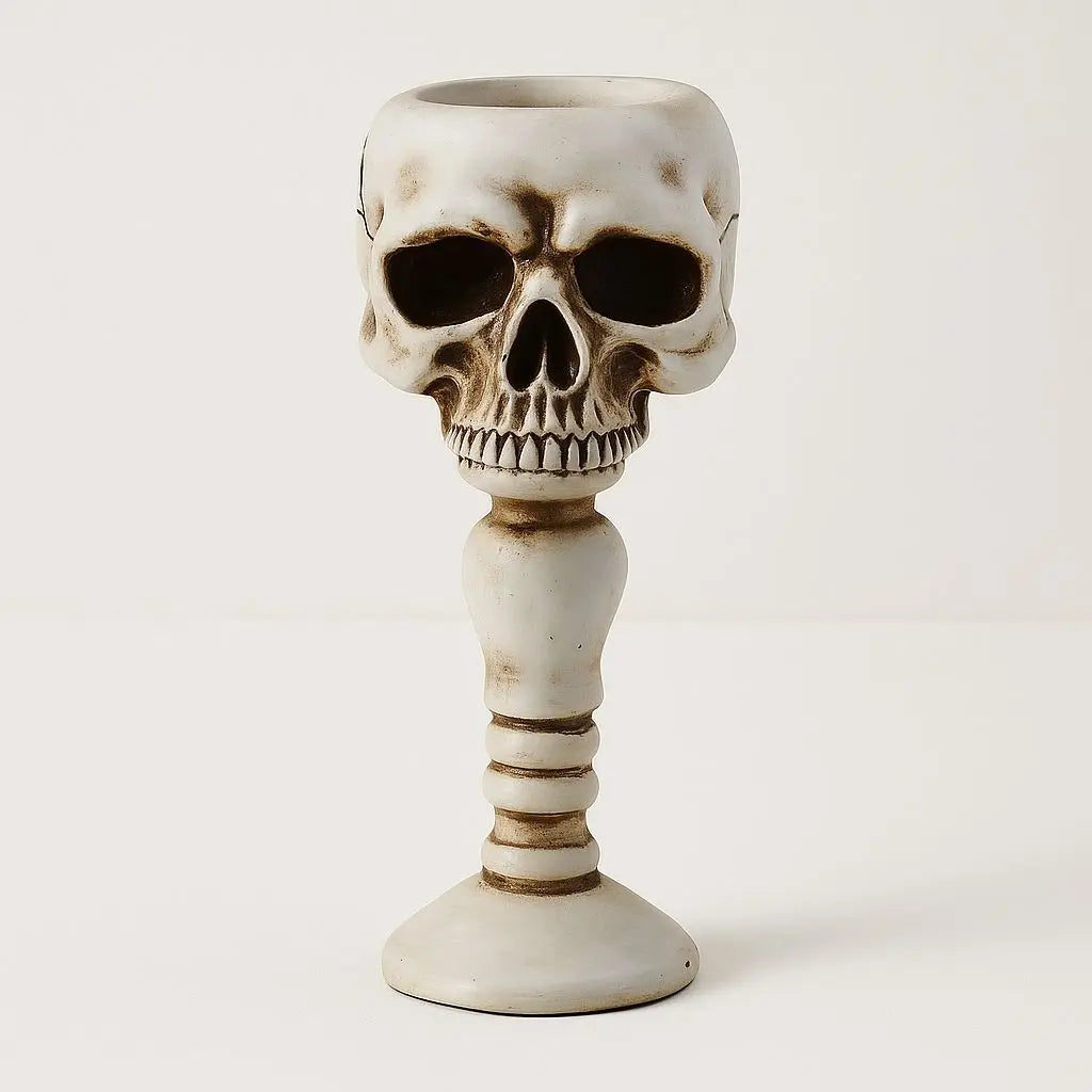 skull candle holder with realistic bone detailing premium resin Halloween decor for spooky home styling