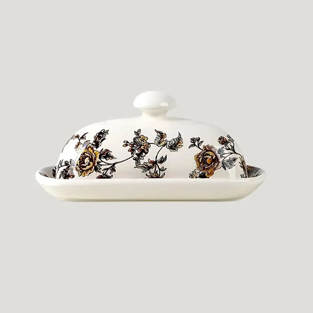 Functional ceramic butter storage solution with secure lid for fresh butter preservation.