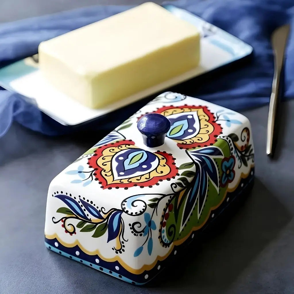 Ceramic butter dish base with rectangular design perfect for standard butter stick storage.