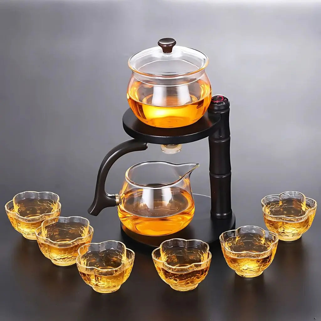 Semi-automatic Evie Lazy Kungfu Tea Set demonstrating effortless brewing with precision control