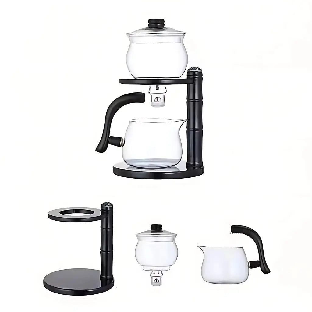 Evie Lazy Kungfu Tea Set components including teapot lid, strainer, and stainless steel ball filter