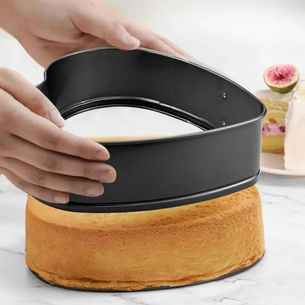 Heart shaped nonstick baking pan with easy release coating for quick cleanup after home baking