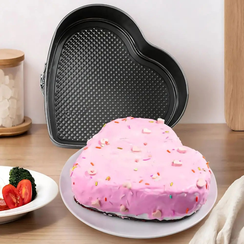 Compact heart cake pan for creating special dessert layers and homemade treats for occasions