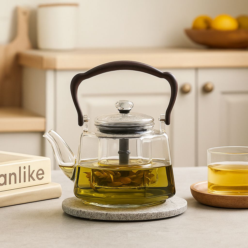Flix Halcyon Heat-Resistant Glass Teapot With Infuser