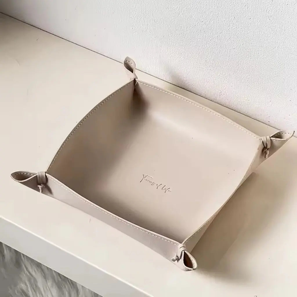 Professional leather desk accessory tray perfect for home office, bedroom or travel organization needs