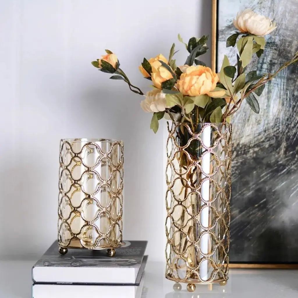 Geometric glass vase with faceted crystal design perfect for modern home decor and table centerpieces