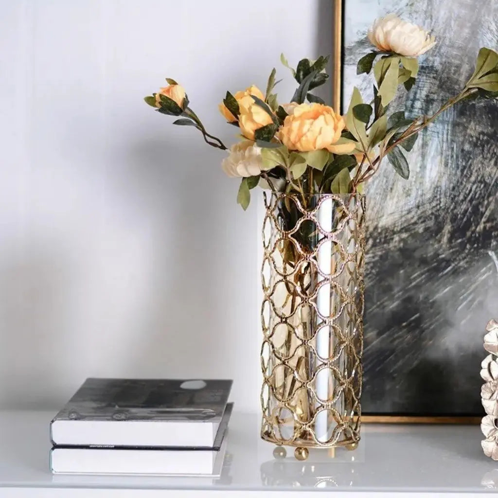 Faceted geometric vase in crystal glass perfect for modern home styling and decorative arrangements