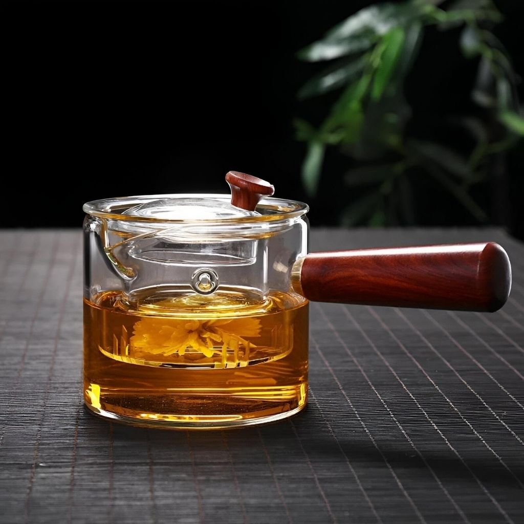 Niora Glass & Wood Teapot