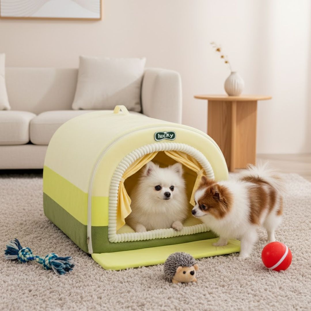 Pet house with removable washable cushion and durable Oxford cloth base for easy cleaning