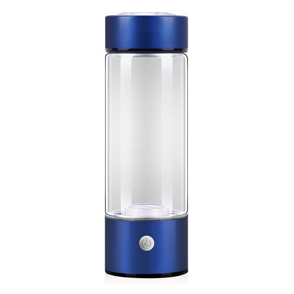 Hydrogen water bottle generator with borosilicate glass design and stainless steel base for antioxidant hydration