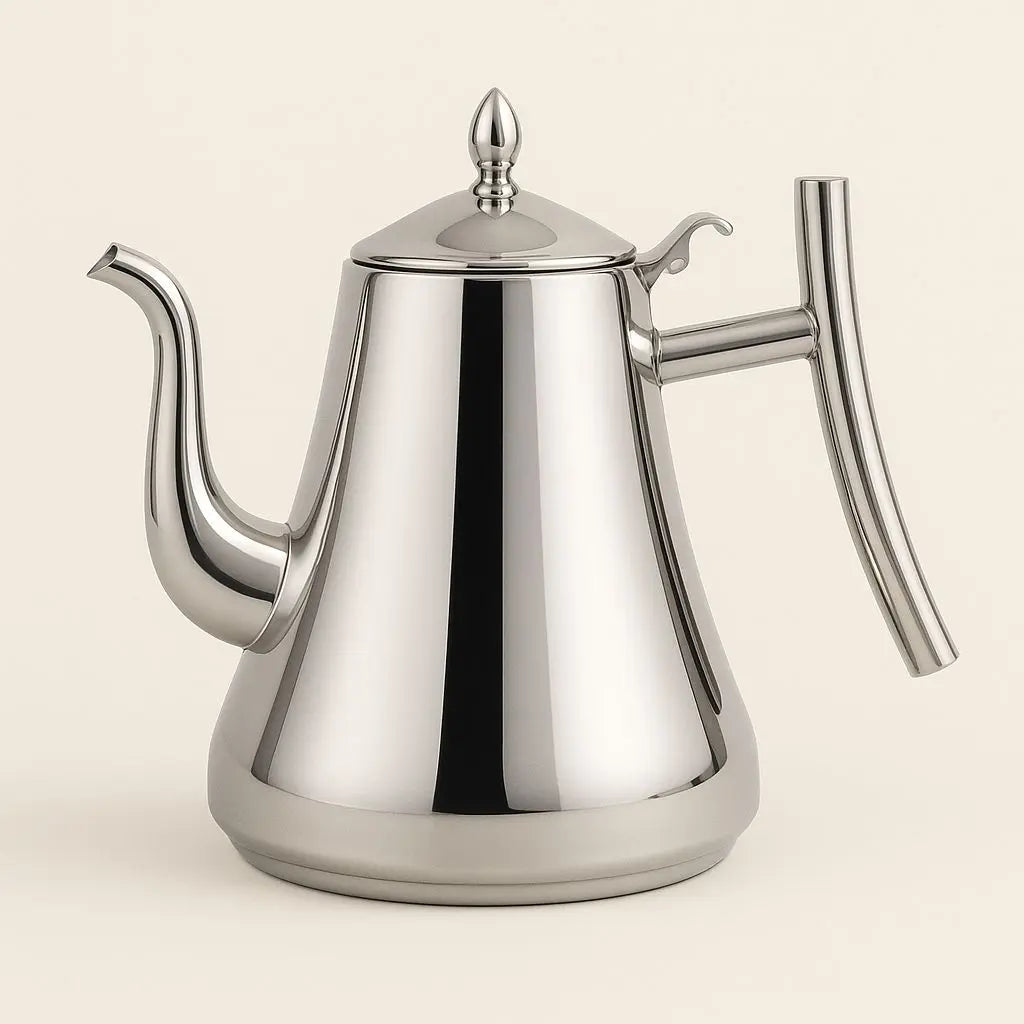 Coffee kettle with ergonomic thickened handle, stainless steel construction for comfortable brewing grip