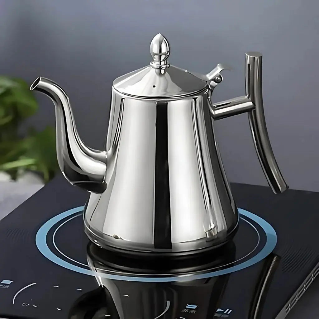Polished stainless steel coffee brewing equipment with natural finish, durable kitchen appliance design