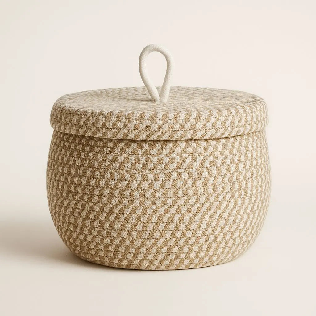 Lang Neutral Weave Storage Basket in Beige color