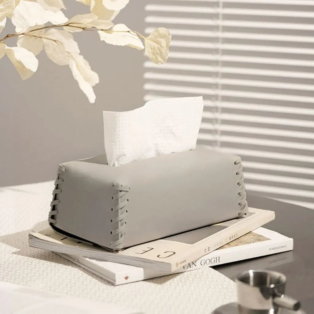 Luxury leather tissue holder with refined craftsmanship ideal for office and home organization