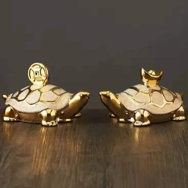 Luma Gold Tortoise Sculpture Inovessa