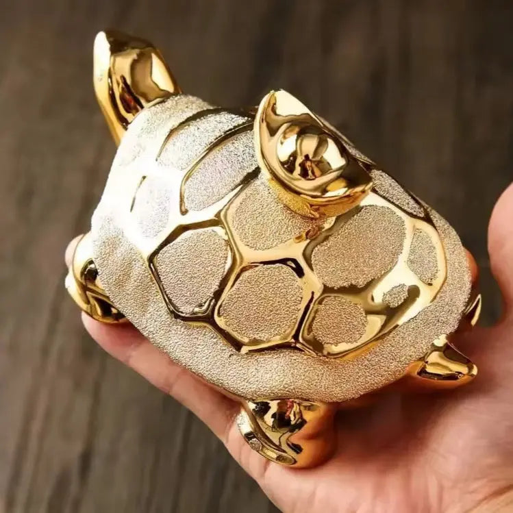 Luma Gold Tortoise Sculpture Inovessa