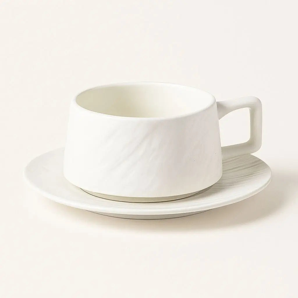 Unique rock-textured stoneware coffee mug, handcrafted ceramic drinkware with modern aesthetic appeal