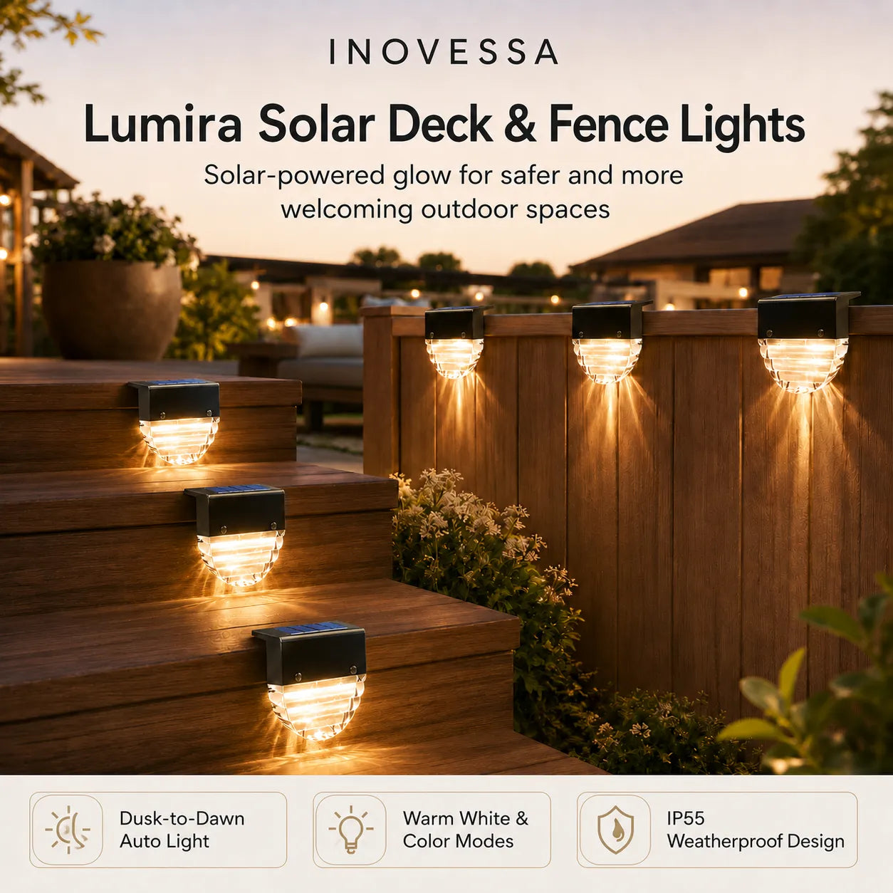 Lumira Solar Deck & Fence Lights (6-Pack)