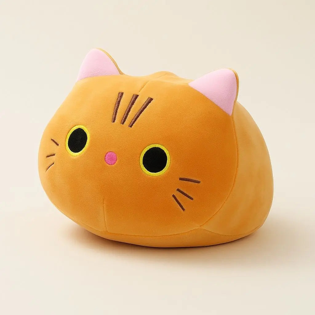 Soft plush cat pillow with adorable kawaii design perfect for home decor and comfort seating